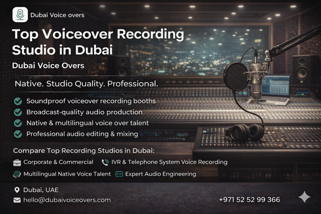 Top Voiceover Recording Studio in Dubai. Professional, Studio-Quality Sound